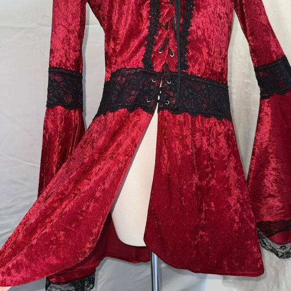 Lip Service Dress Women Large Velvet Lace Goth Renaissance Witch Vampy 90s Bell - Picture 6 of 15